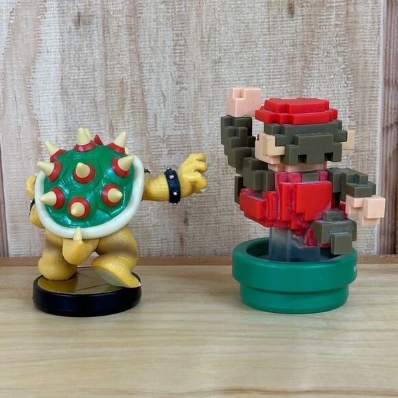Nintendo Amiibo Super Mario 30th Anniv 8-Bit Figure & Bowser Super Smash Bros - Picture 2 of 2